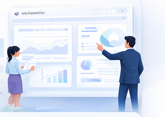 Panel de dashboards y equipo revisando métricas